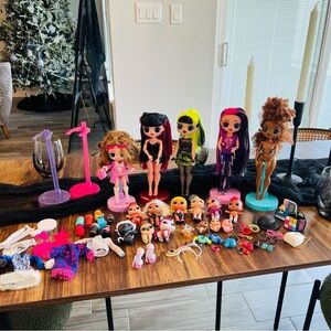 Lot of LOL OMG Dolls with Accessories